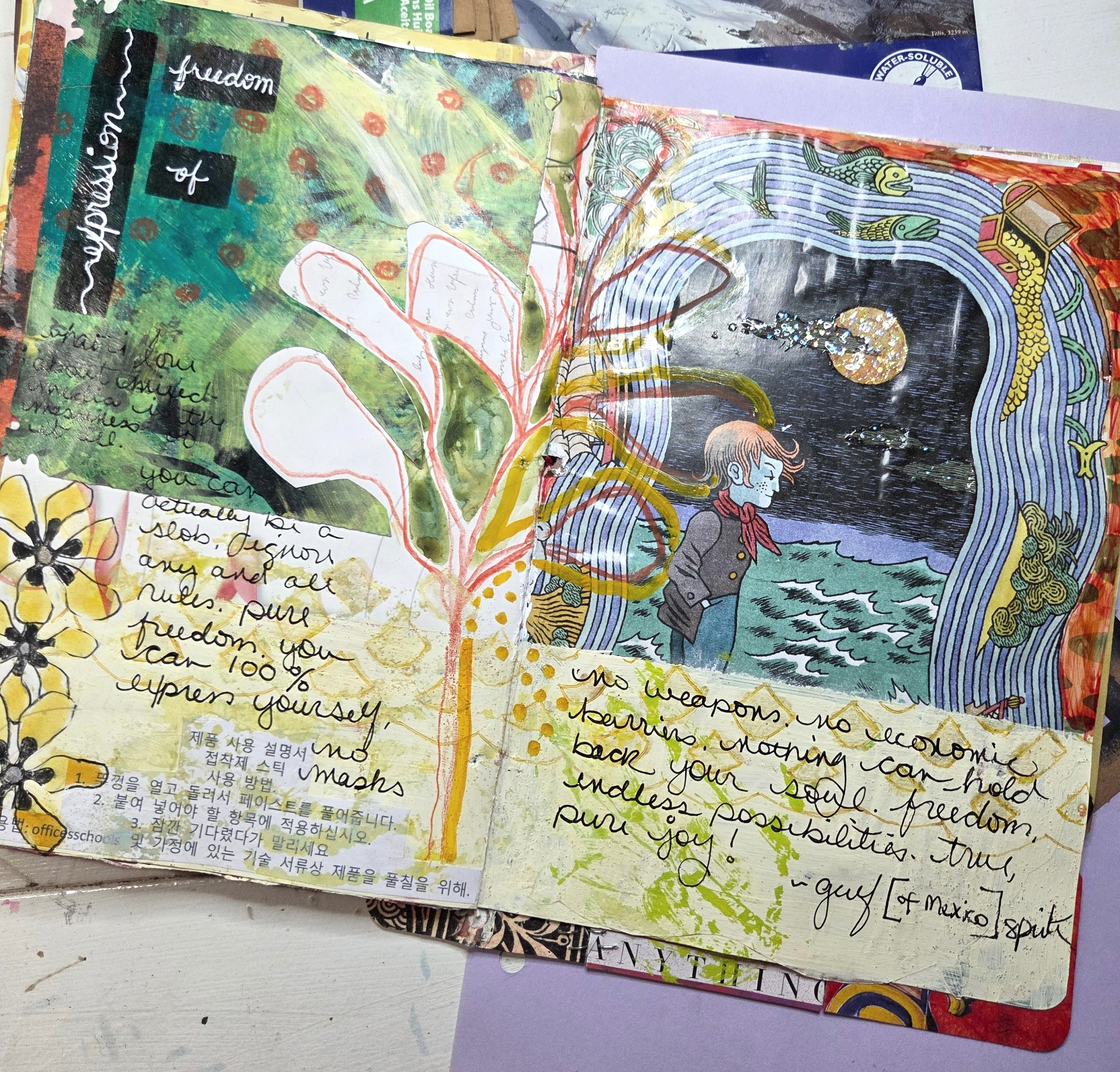 Colorful art journal spread